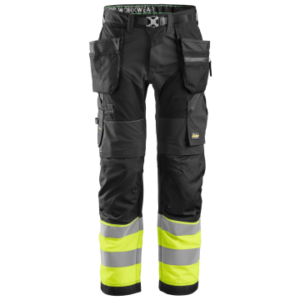 Snickers FlexiWork Hi-Vis Work Trousers Holster Pockets+ Class 1