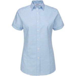 Disley Ladies Elsa Short Sleeve Checked Oxford Blouse