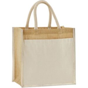 Westford Mill Cotton Pocket Natural Starched Jute Midi Tote