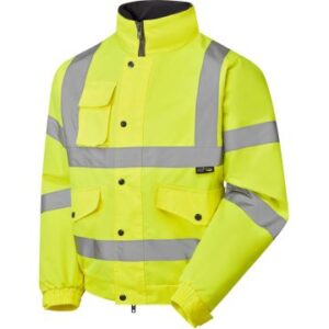 Supertouch Hi Vis Yellow Fleece Lined Bomber Jacket