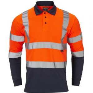 Supertouch Hi-Vis 2 Tone Orange Long Sleeve Polo Shirt