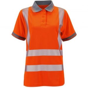 Supertouch Ladies Hi Vis Orange Savannah Birds Eye Polo