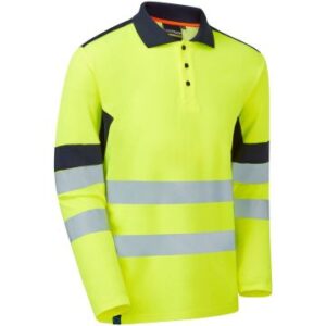 Supertouch Hi Vis System Eco Two Tone Yellow CottonCool Long Sleeve Polo