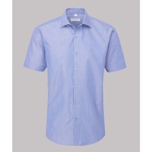 Disley Trillick Striped Short Sleeve Business Shirt With Semi Cutaway Collar
