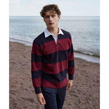 Front Row Sewn Stripe Long Sleeve Rugby Shirt - Image 2
