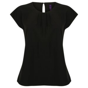 Henbury Ladies Pleat Front Short Sleeve Blouse