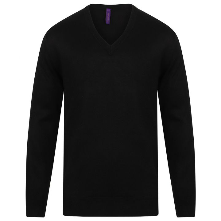 Henbury Cashmere Touch Acrylic V-Neck Jumper
