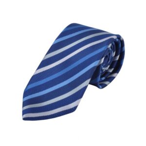 Disley Navy & Silver Woven Striped Tie