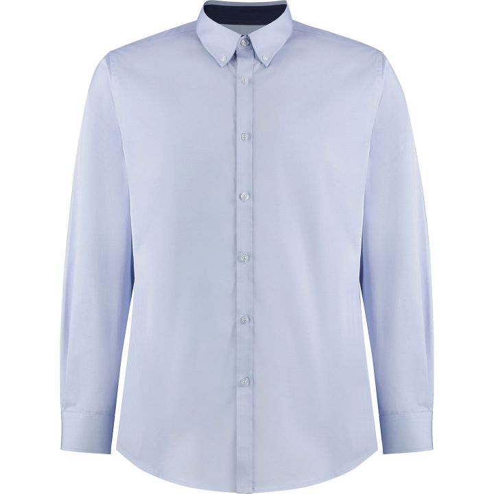 Kustom Kit Contrast Premium Oxford Shirt (Button Down Collar) Long Sleeve