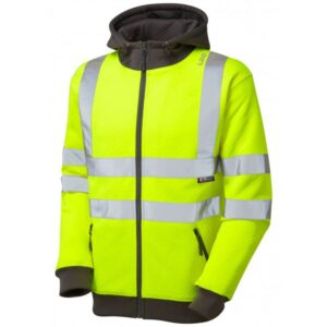 Leo Workwear Saunton Hi-Vis Full Zip Hooded Sweatshirt